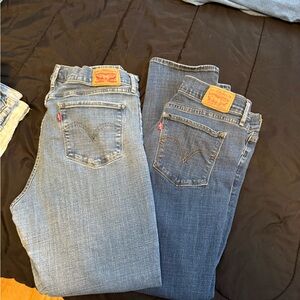 Levi's Women's Light and Dark Blue Straight Leg Jeans